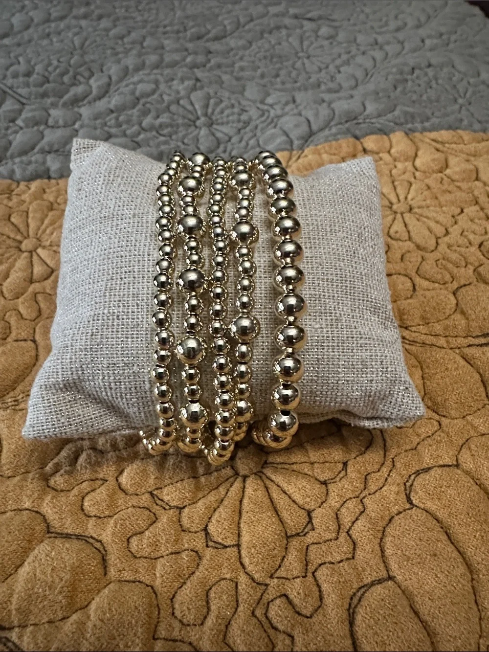 Classic Gold Beaded Stretch Bracelet - Women Jewelry 5 piece NWOT